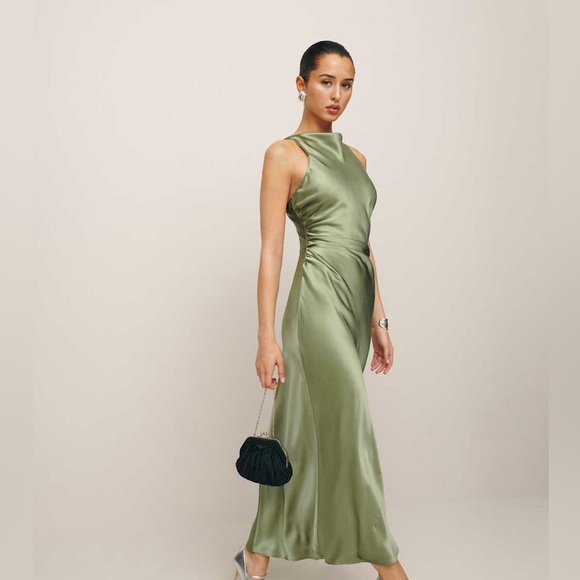 Reformation Dresses & Skirts - Reformation Casette Silk Maxi Dress in Artichoke Green